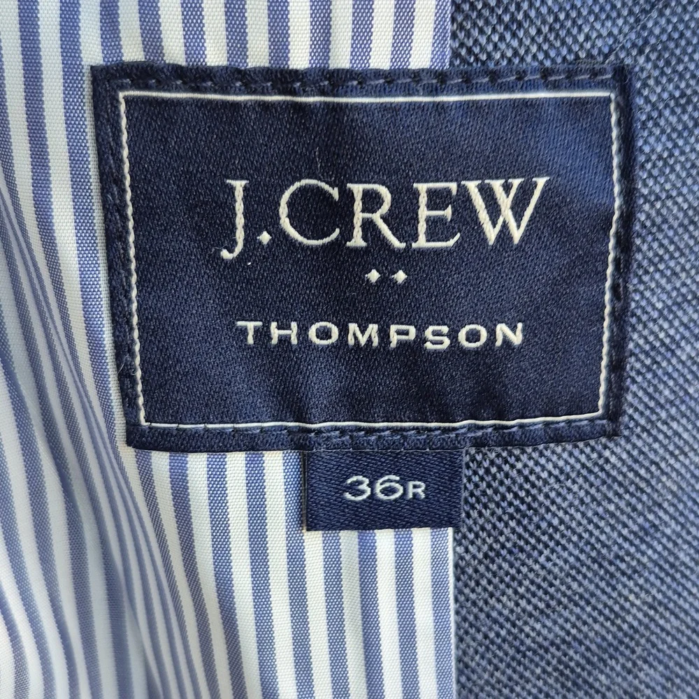 J CREW‎ Thompson Grey Blue Weave Cotton Blend Mens Sz 36 R Sport Coat Blazer